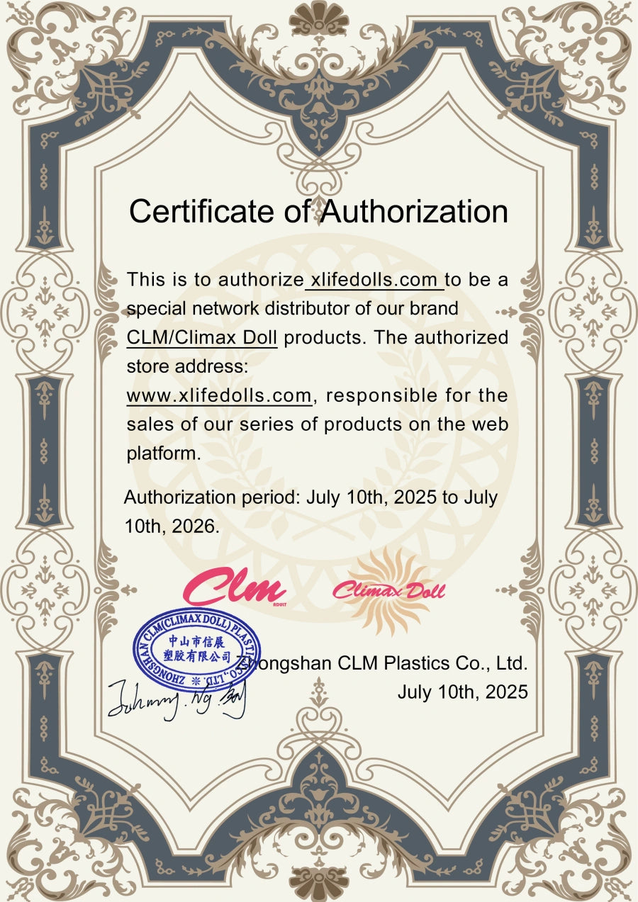 Sales authorization certificate issued by the climaxdoll manufacturer