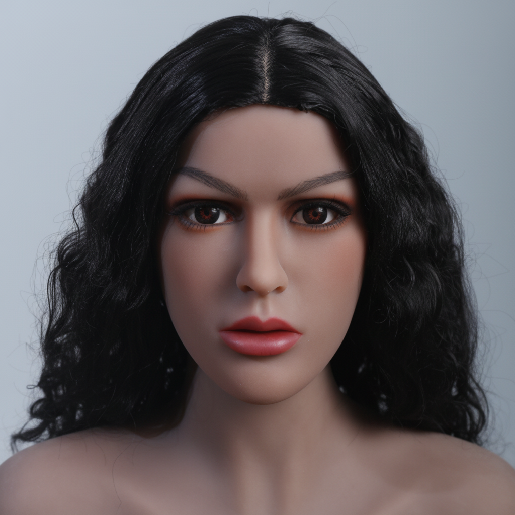 Black Hair TPE Sex Doll Head [USA Stock]