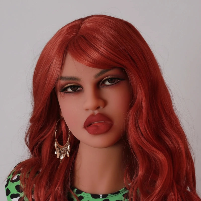 TPE Sex Doll Head with Red Hair [USA Stock]