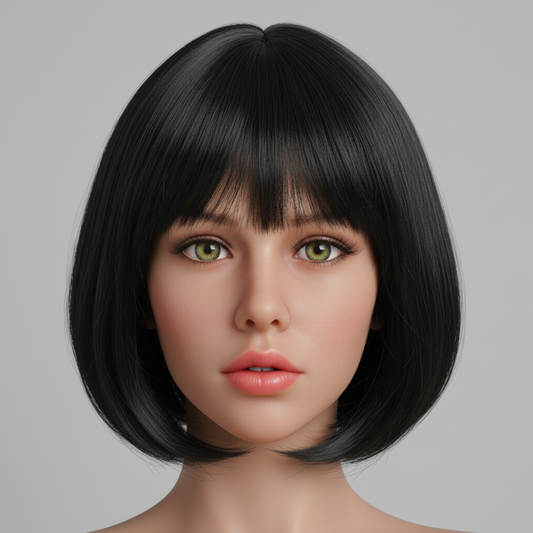 Black Hair TPE Sex Doll Head [USA Stock]