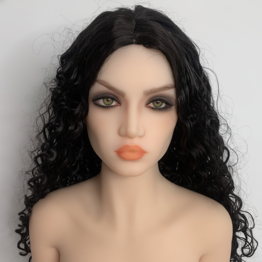 Black Hair TPE Sex Doll Head [USA Stock]