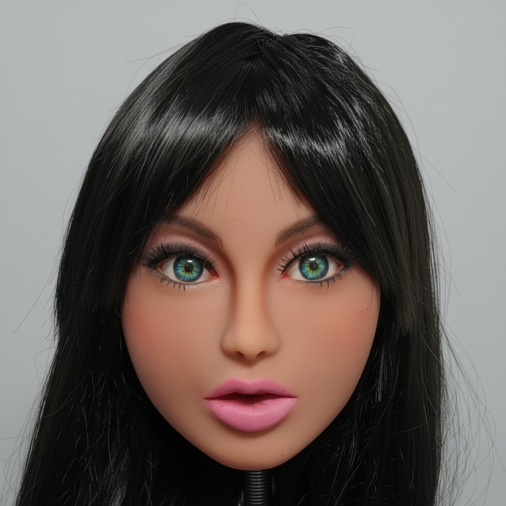 Black Hair TPE Sex Doll Head  XLifeDoll