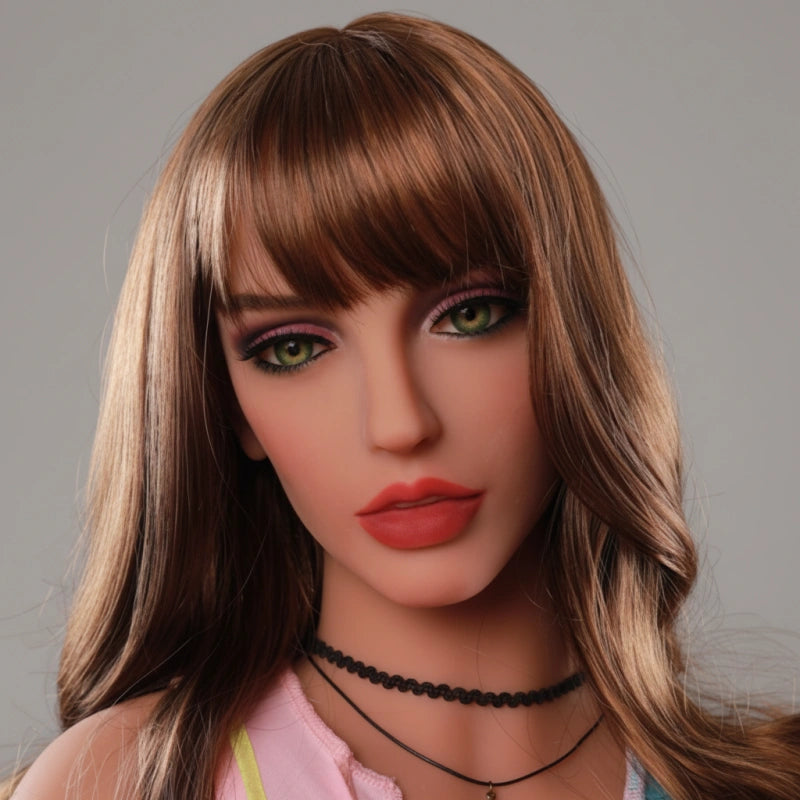 Brown Hair TPE Sex Doll Head [USA Stock]