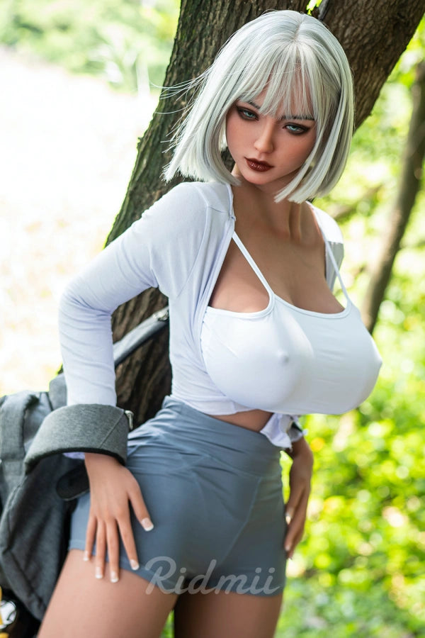 ROS head silicone TPE sex doll highlighting soft jelly breast.