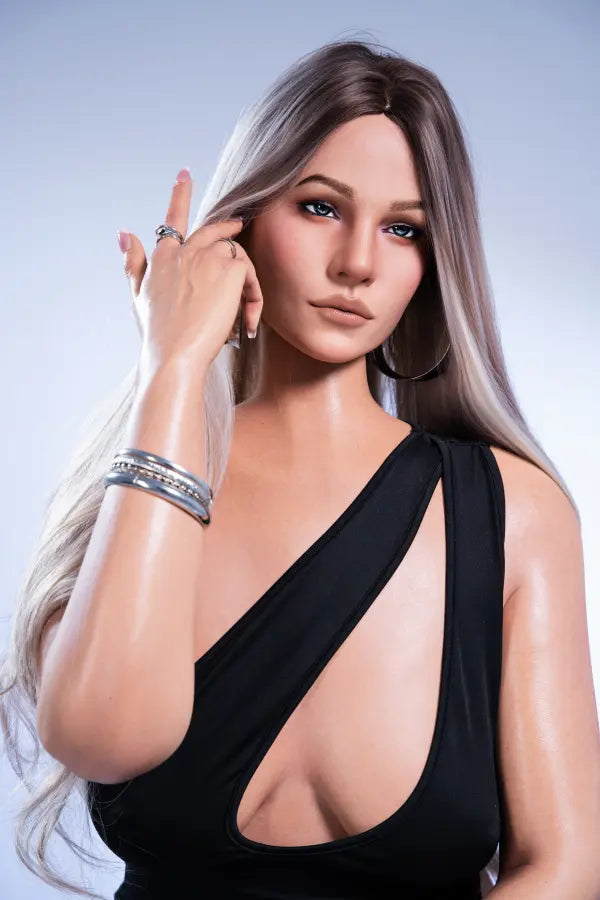 Close-up of poseable fingers with silver bracelets.