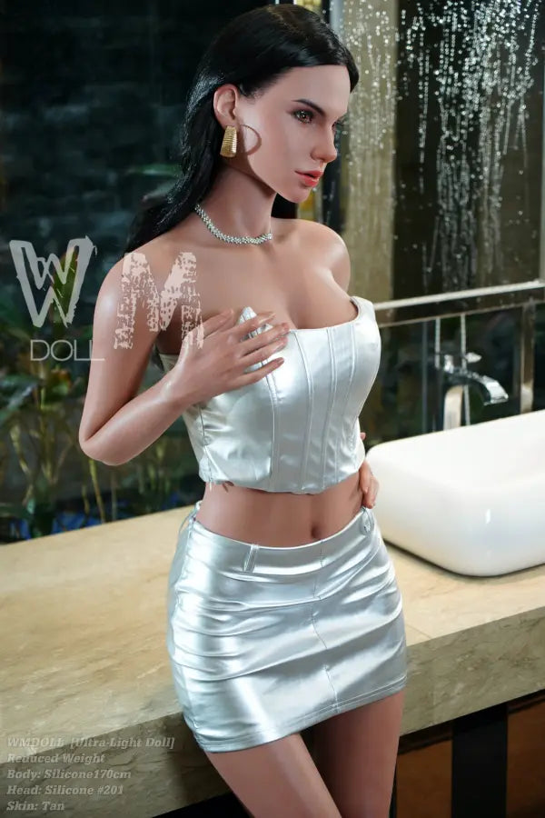 Lateral angle of Blair demonstrating her solid freestanding structural balance and premium tan complexion.