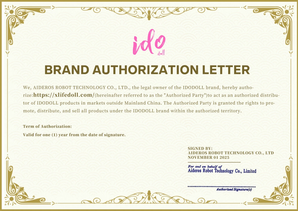 Sales authorization certificate issued by the idodoll manufacturer