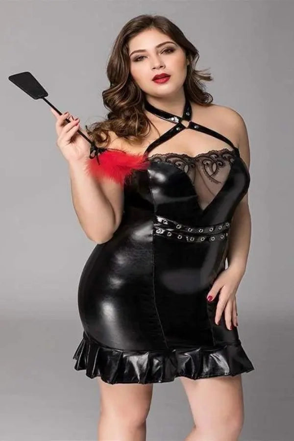 Xlifedolls|Large Size PU Leather Latex Suspender Sexy Lingerie