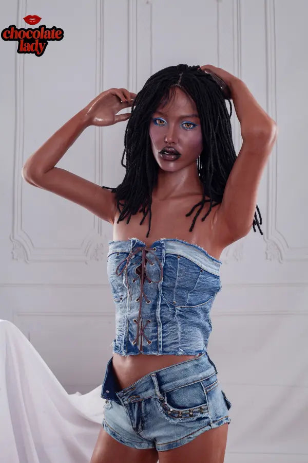 140cm black sex doll with A-cup jelly breasts.