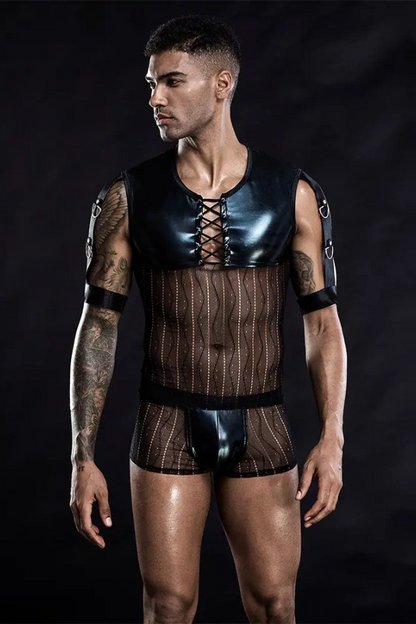 Xlifedolls|Patent Leather Men's  Vest Sexy Lingerie