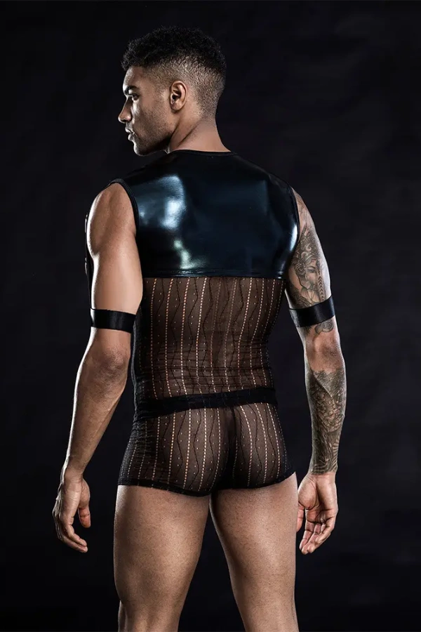Xlifedolls|Patent Leather Men's  Vest Sexy Lingerie