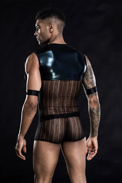 Xlifedolls|Patent Leather Men's  Vest Sexy Lingerie