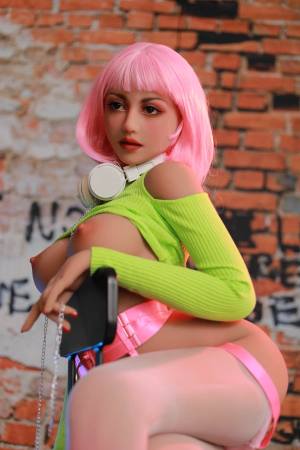 Neon Pink Wig Trendy Cyberpunk Sex Doll
