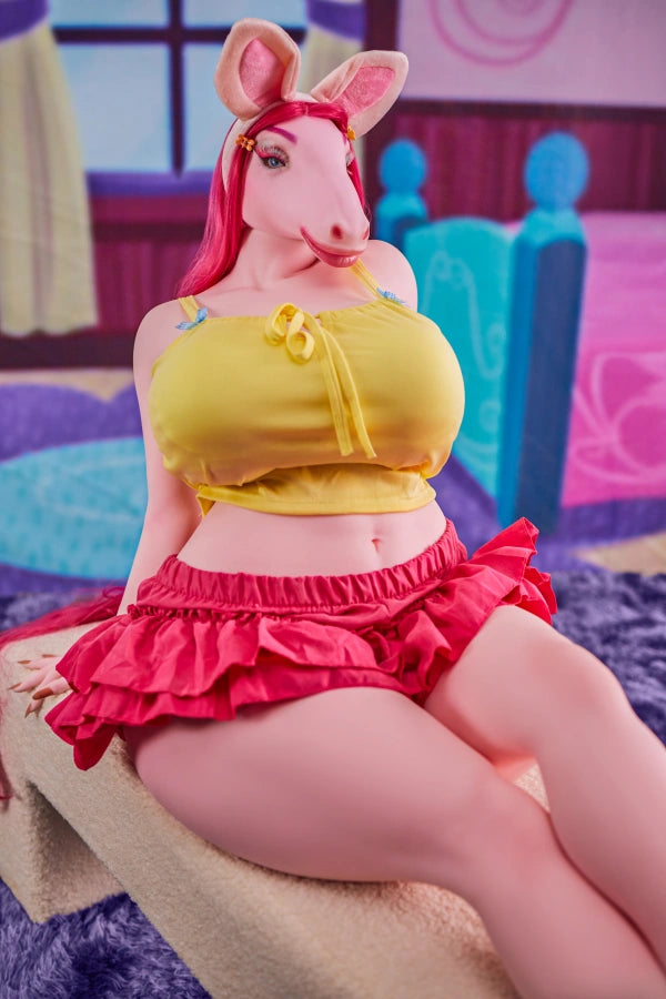 Xlifedolls|141cm TPE Furry Sex Doll Pink Horse Huge Boobs