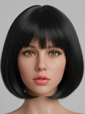 Black Hair TPE Sex Doll Head