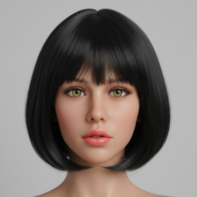 Black Hair TPE Sex Doll Head