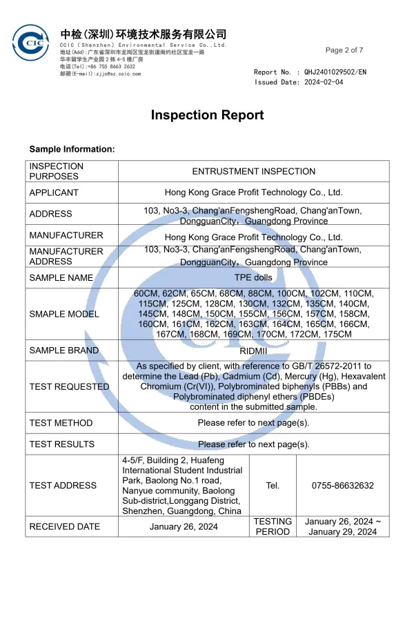 RIDMII Doll RoHS compliance certificate for electrical and environmental safety