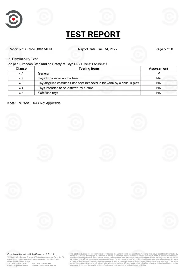 RIDMII Doll Certificate of Conformity (COC) for product quality and compliance