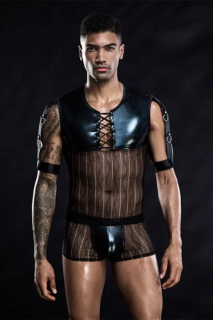 Patent Leather Men's  Vest Sexy Lingerie