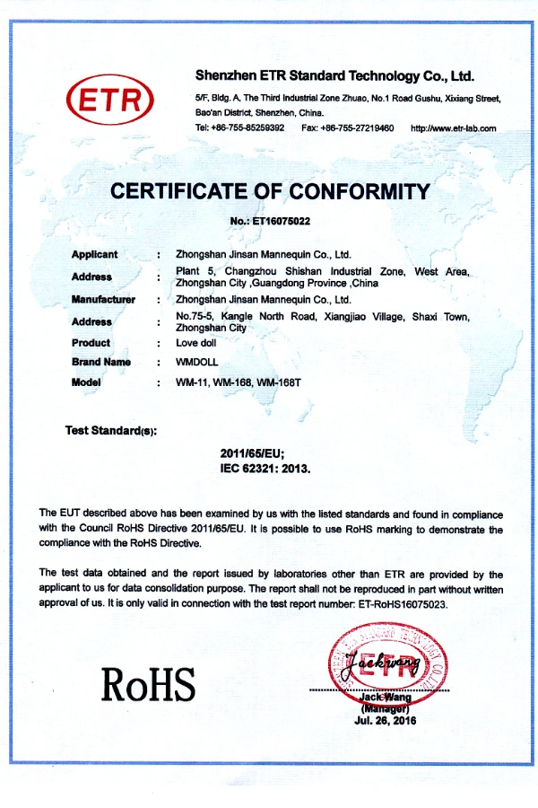 Product Safety Test Certificate
